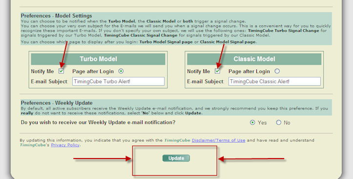 "Preferences - Model Settings" of "My Profile" page